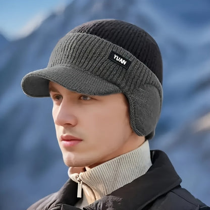 Men’s Winter Beanie with Ear Flaps – Warm Knit Outdoor Hat