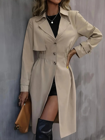 Classic Folded Rear Long Trench Coat