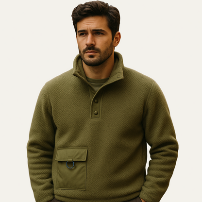 Men’s Fleece Snap Pullover with Utility Chest Pocket