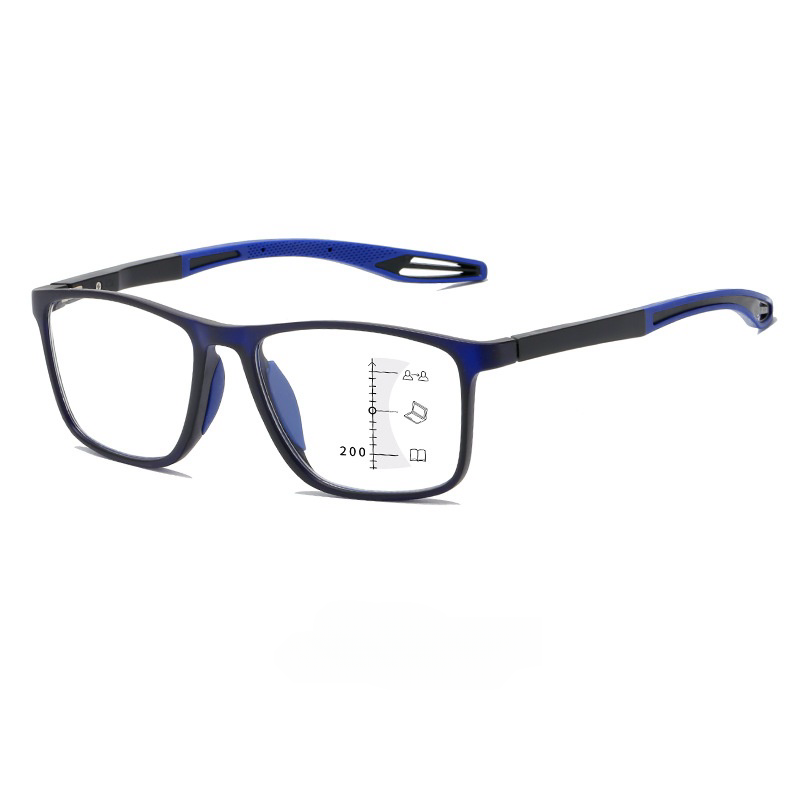 Thin Frame Blue Block Progressive Glasses - BritishElegance