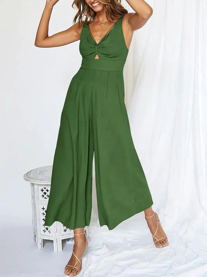 Summer V-Neck Cutout Jumpsuit for Women