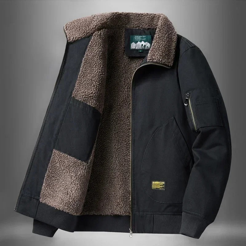 Warm Fleece Lined Leather Jacket - BritishElegance