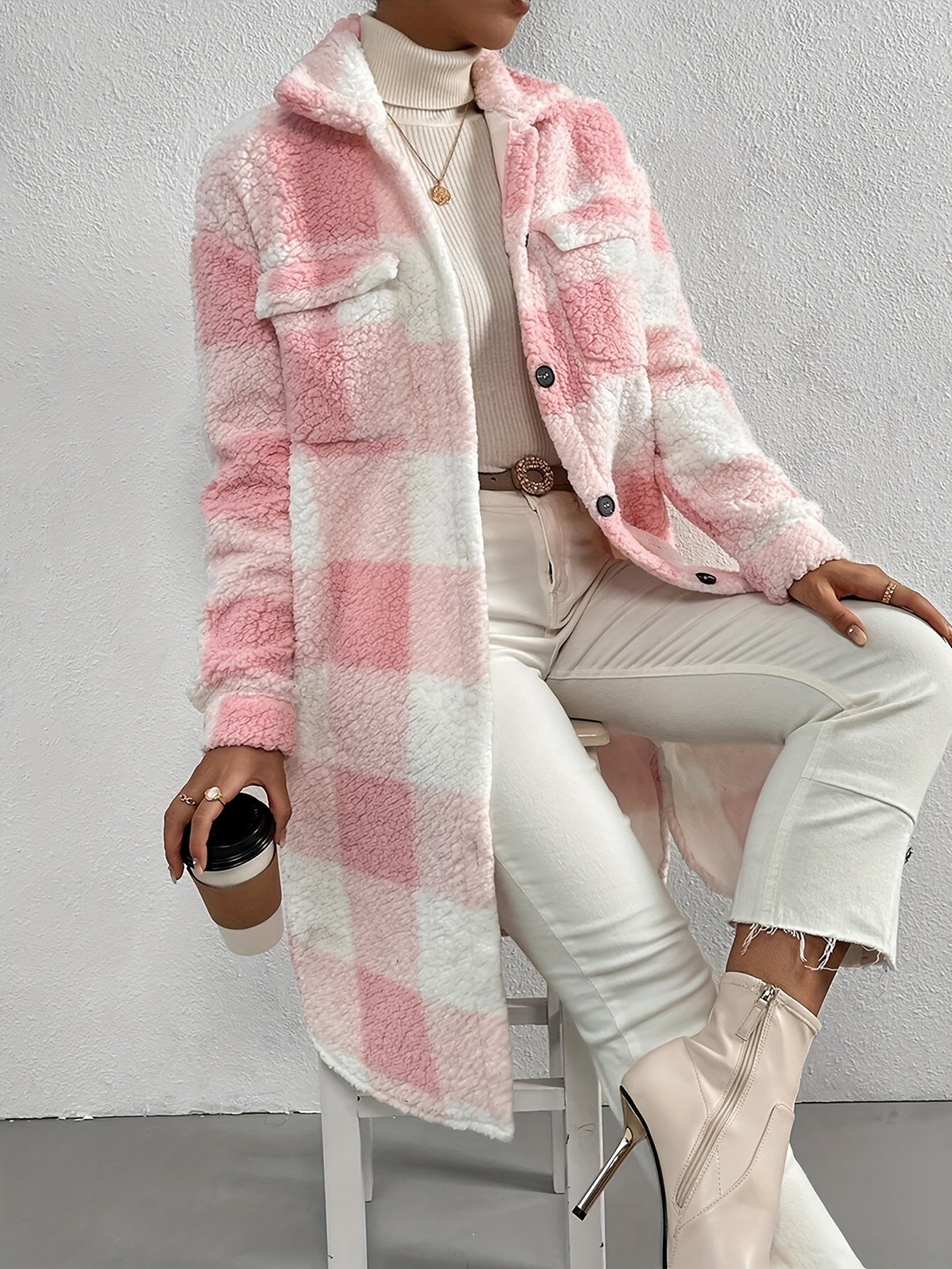 Relaxed Fit Women's Long Button Coat - BritishElegance