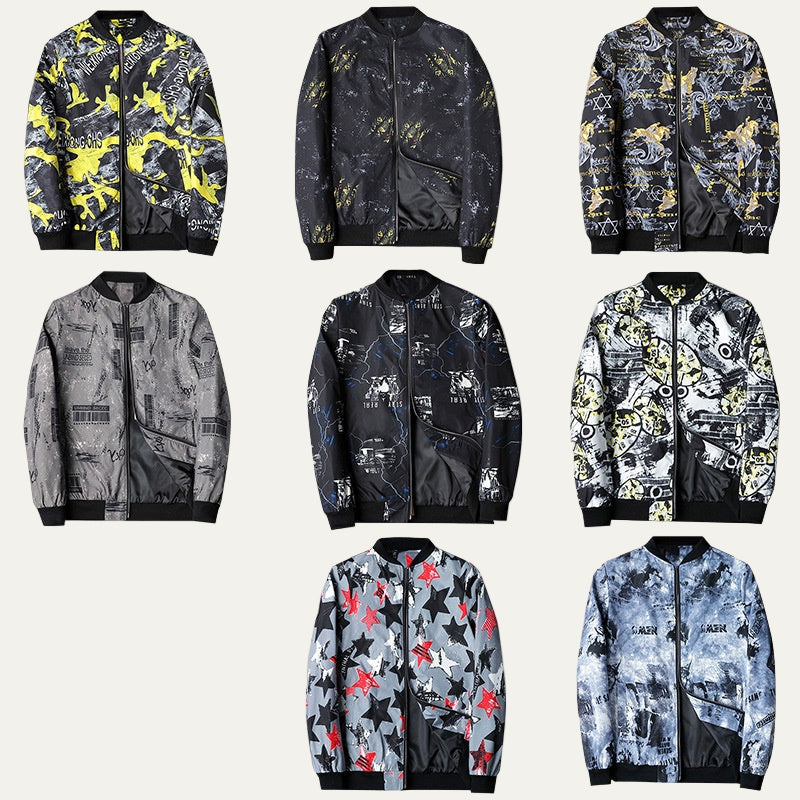 Men’s Artistic Graphic Zip Up Bomber Jacket