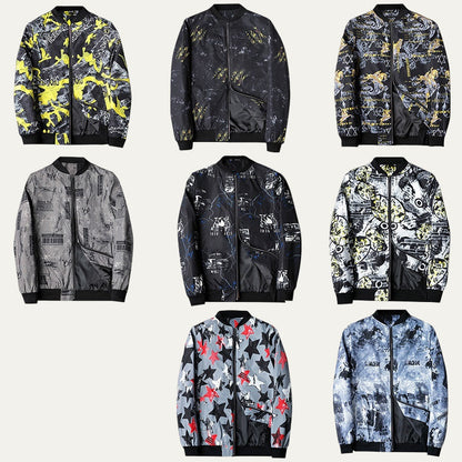 Men’s Artistic Graphic Zip Up Bomber Jacket