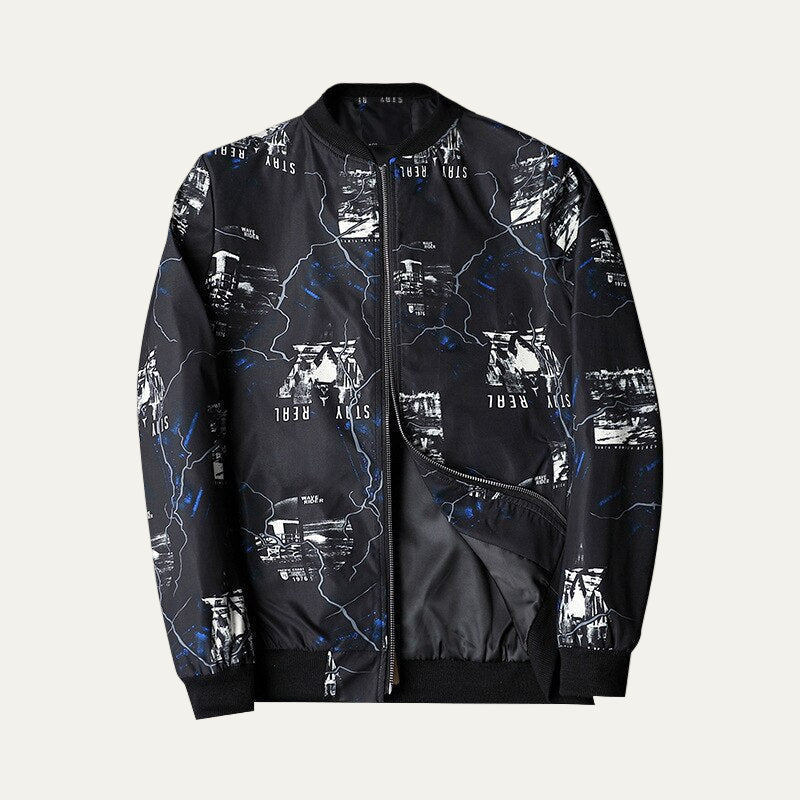 Men’s Artistic Graphic Zip Up Bomber Jacket