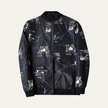 Men’s Artistic Graphic Zip Up Bomber Jacket