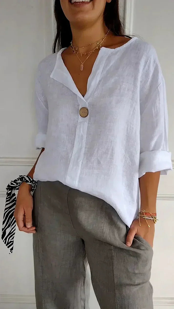 Soft Relaxed Fit V-Neck Women's Blouse