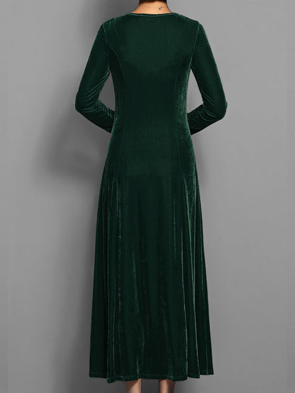 Rosie A-Line Maxi Dress | Long Sleeve Ruched Sleeves Dress