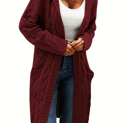Women’s Open Front Cardigan – Soft Knit Winter Sweater with Pockets