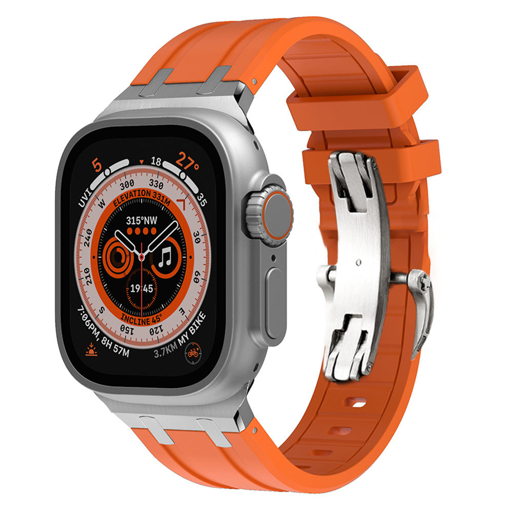 Durable Silicone Strap for Apple Watch with Metal Clamp