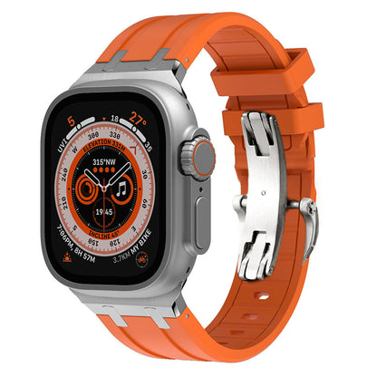 Durable Silicone Strap for Apple Watch with Metal Clamp