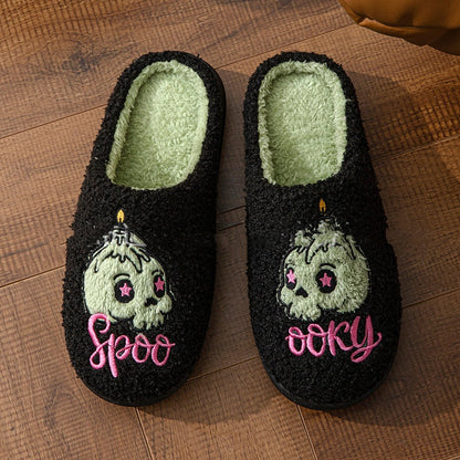 Spooky Skull Cozy Foot Slippers