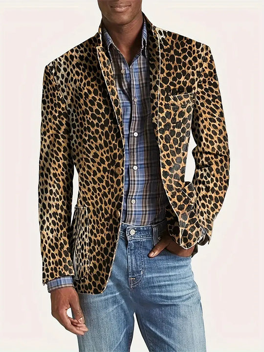 Stylish leopard print casual blazer
