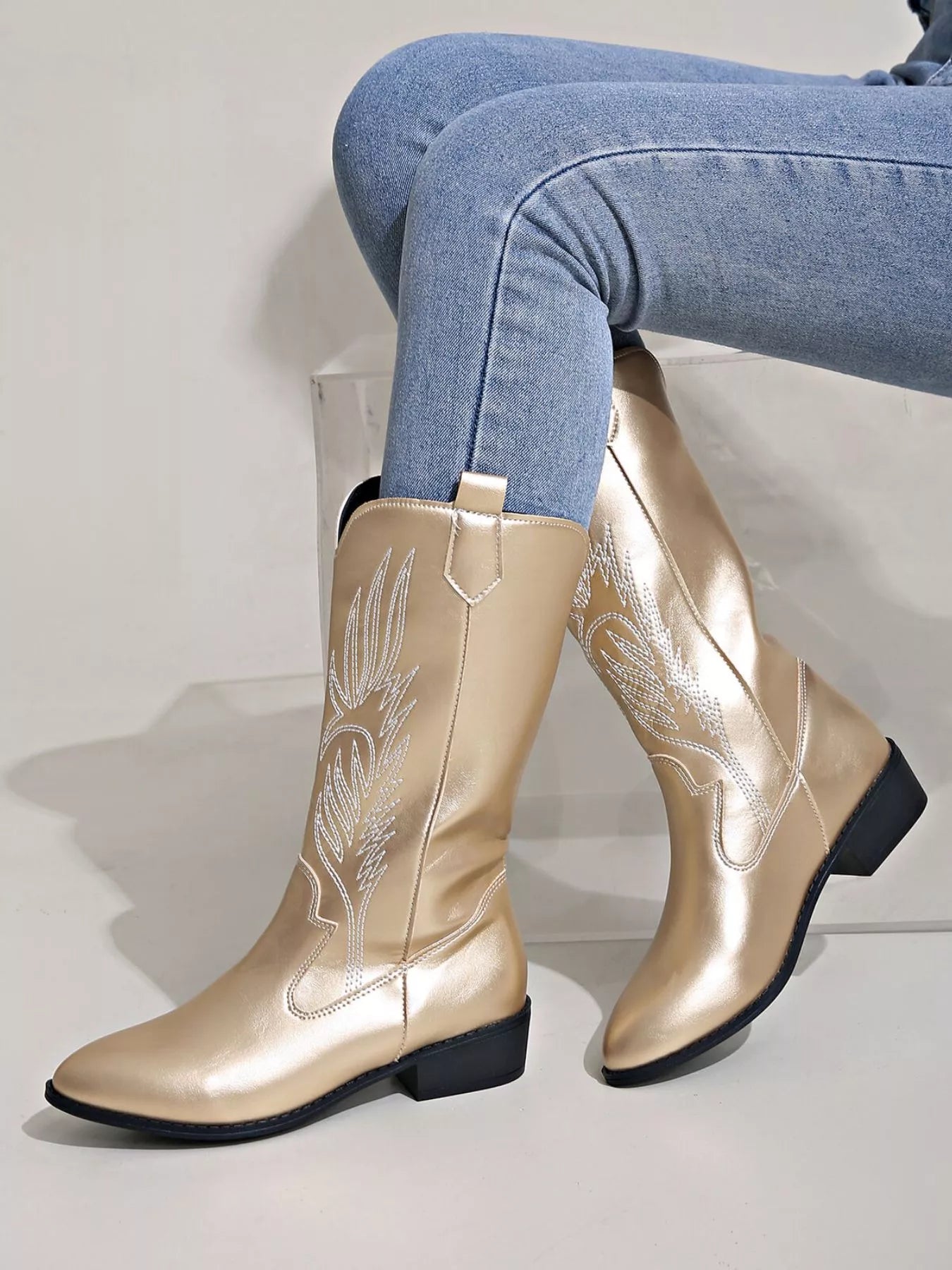 Decorative High Heel Ankle Boots