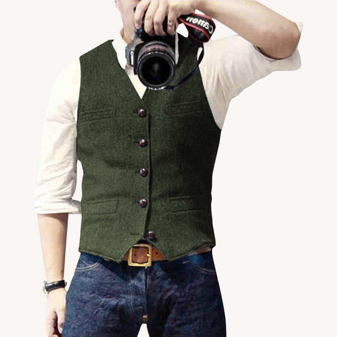 Men's Buttoned Wool Vest
