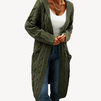 Cable Knit Hooded Cardigan