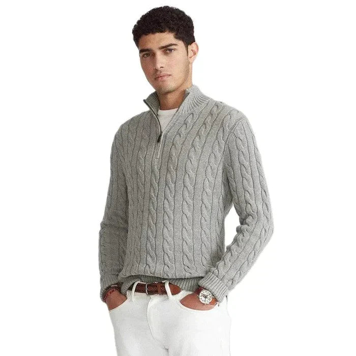 Warm Mens Cable Knit Winter Sweater - BritishElegance