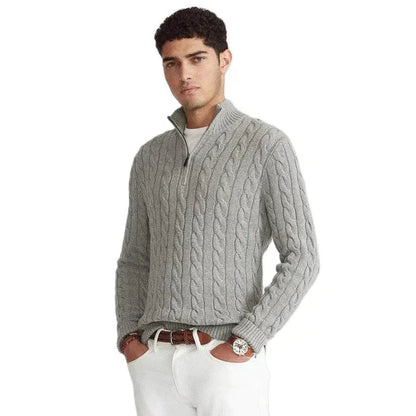 Warm Mens Cable Knit Winter Sweater - BritishElegance