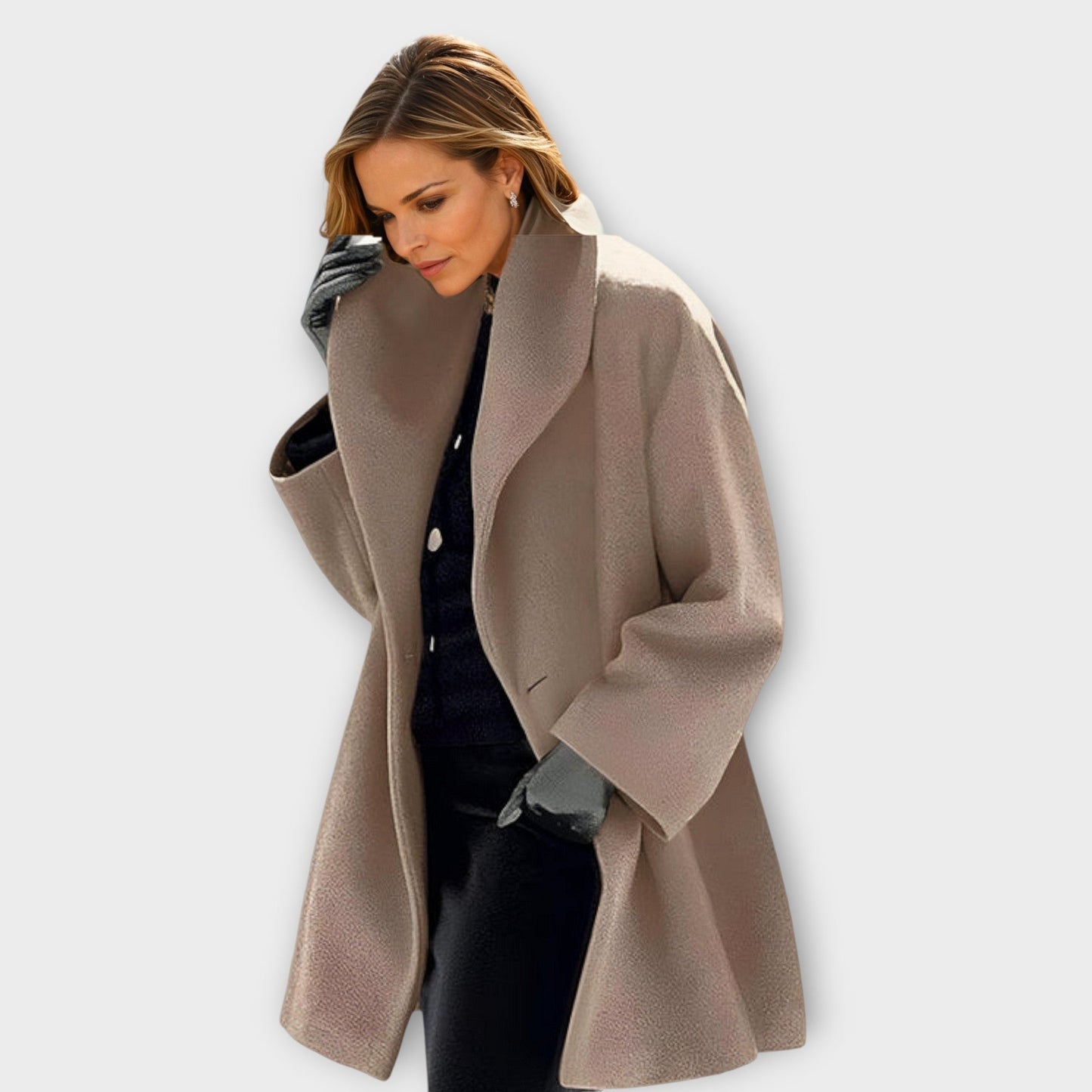 Isabella Oversized Coat | Wide Collar Mid-Thigh Coat