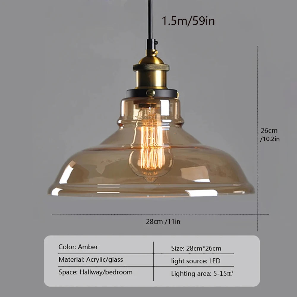 Vintage Glass Drop Ceiling Light Fixture