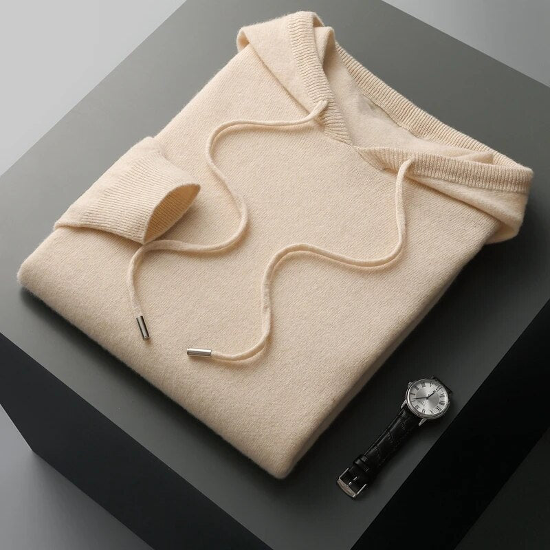 Casual Men's Pullover Knit Hooded Sweater