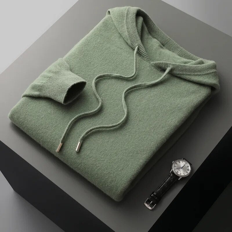 Casual Men's Pullover Knit Hooded Sweater
