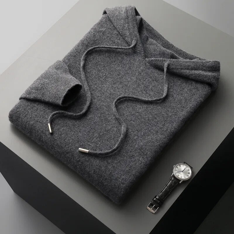 Casual Men's Pullover Knit Hooded Sweater