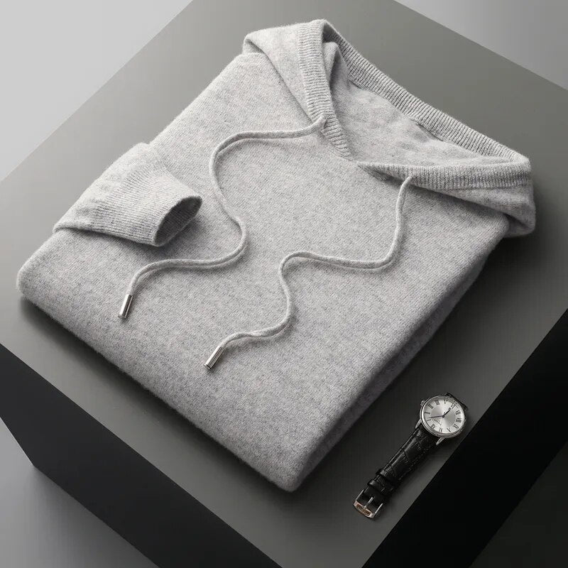 Casual Men's Pullover Knit Hooded Sweater