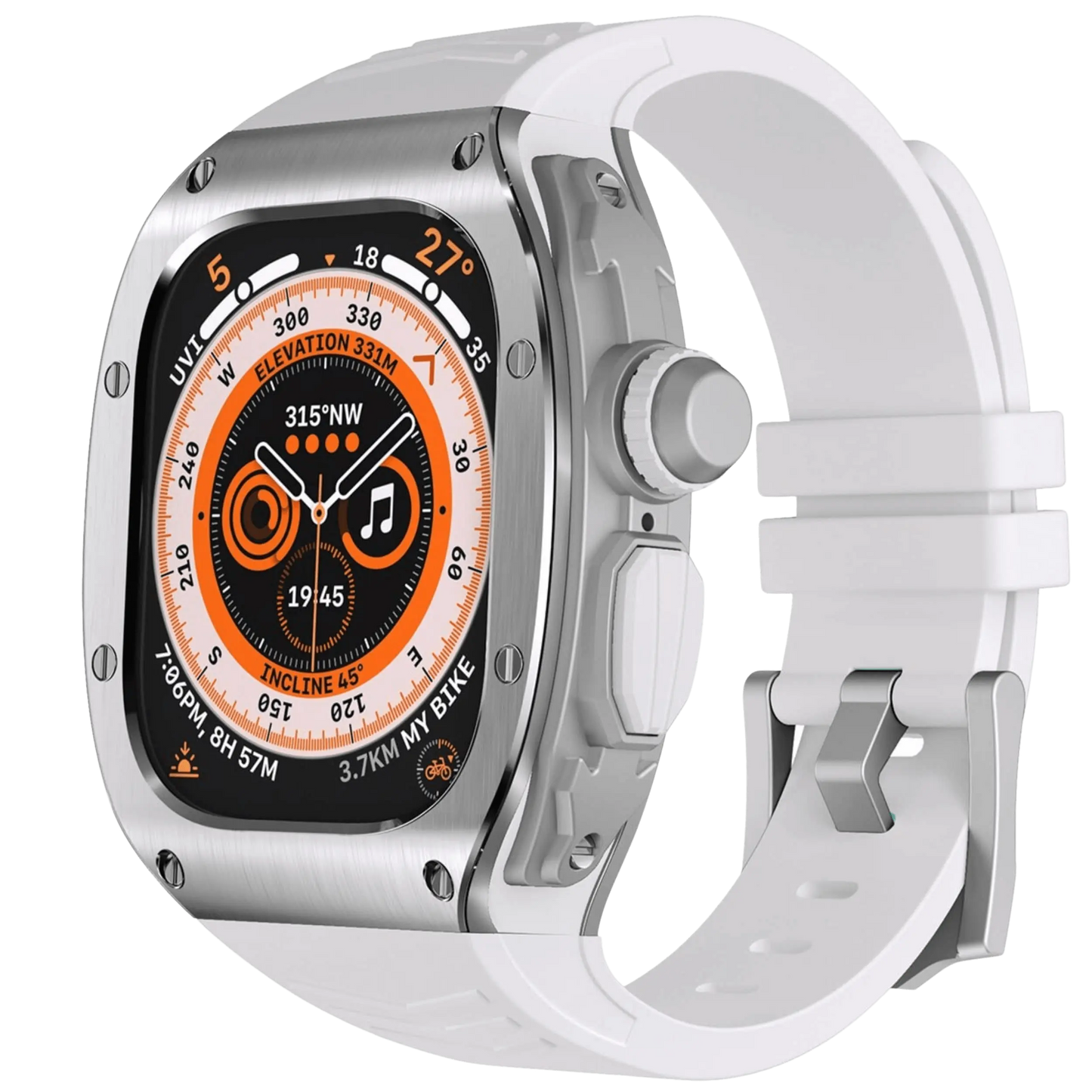 Durable Metal Case and Rubber Strap for Apple Watch Ultra