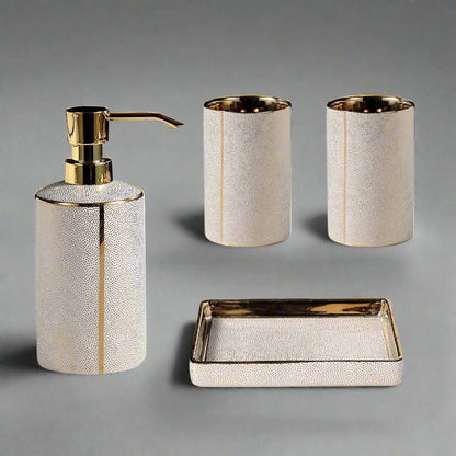 Elegant White Ceramic Bathroom Accessory Set