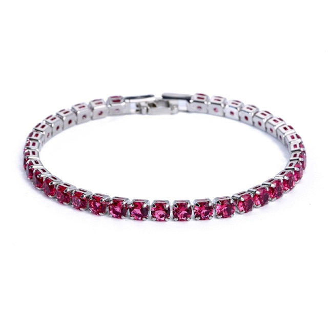 Shining Silver Chain Tennis Bracelet With Sparkling Zirconia