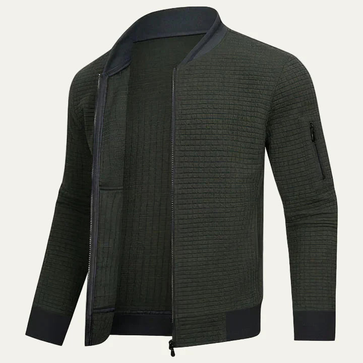 Men’s Textured Quilted Zip Bomber Jacket