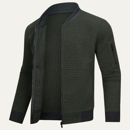 Men’s Textured Quilted Zip Bomber Jacket