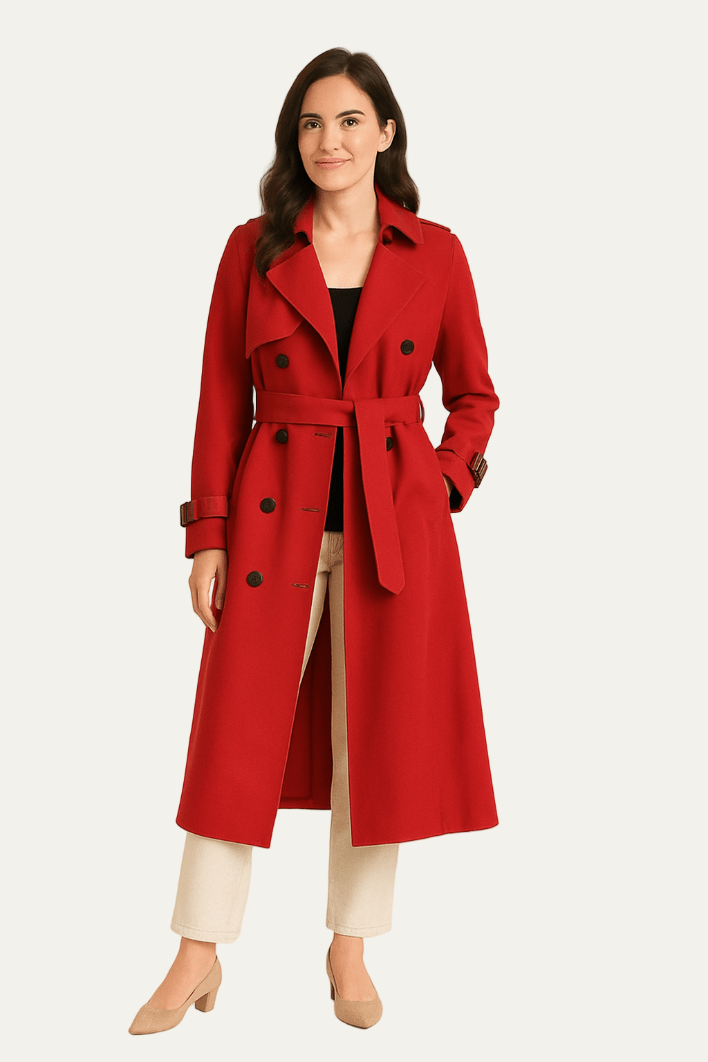 Women’s Double Breasted Long Trench Coat