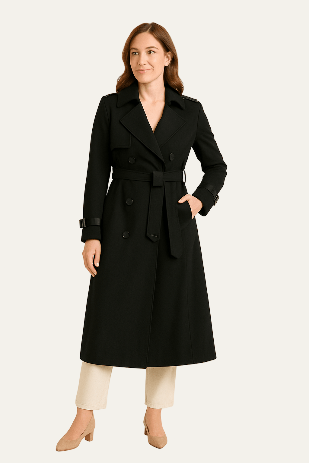 Women’s Double Breasted Long Trench Coat