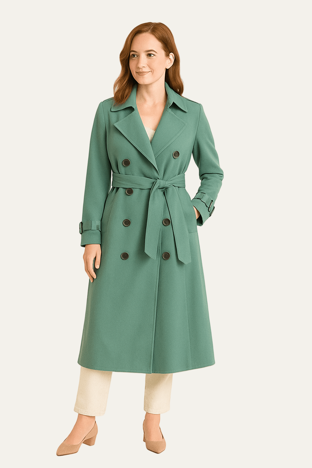 Women’s Double Breasted Long Trench Coat