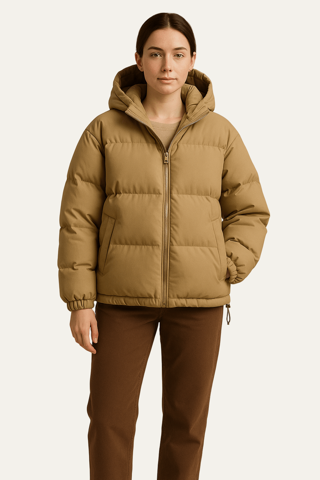 Women’s Short Hooded Minimalist Puffer Jacket