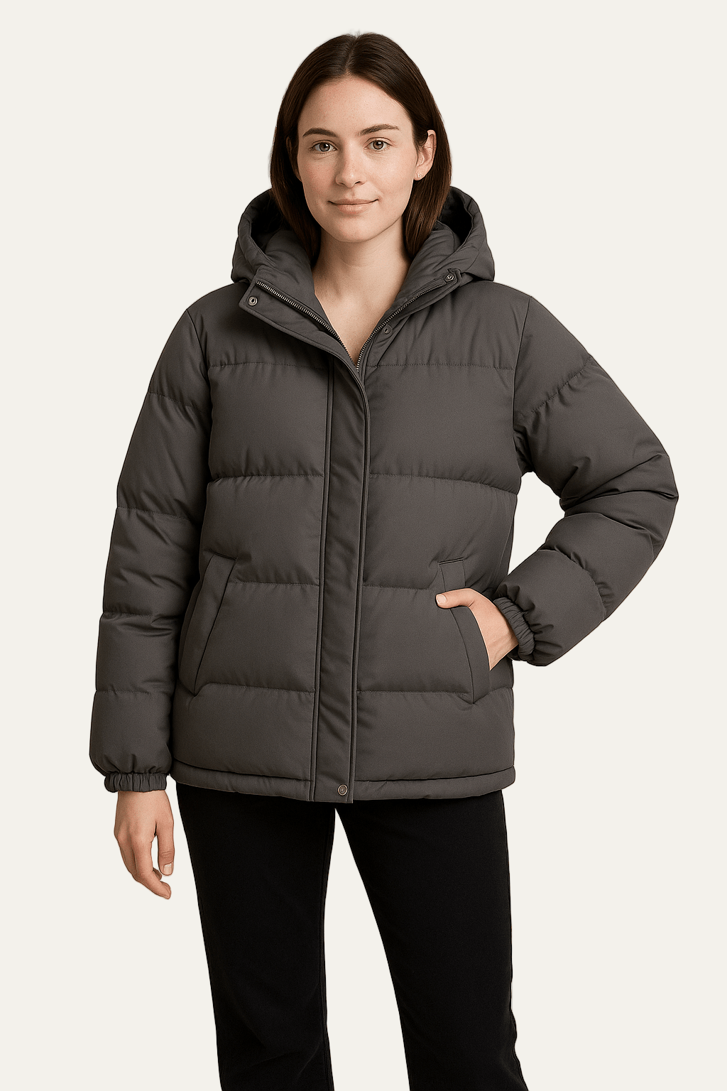 Women’s Short Hooded Minimalist Puffer Jacket