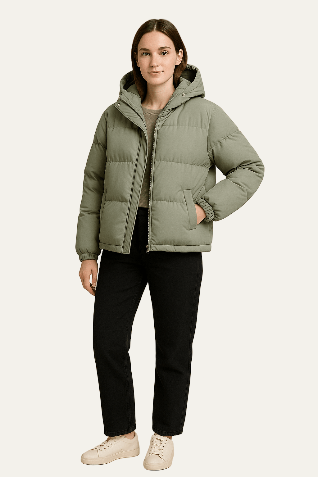 Women’s Short Hooded Minimalist Puffer Jacket