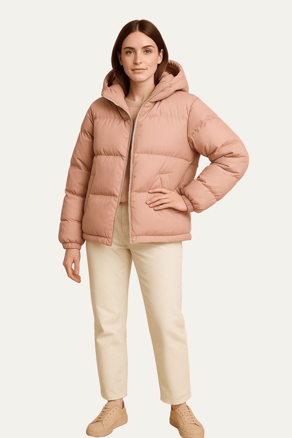 Women’s Short Hooded Minimalist Puffer Jacket
