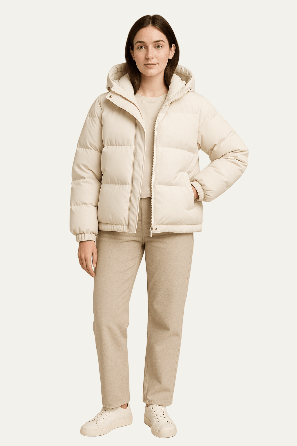 Women’s Short Hooded Minimalist Puffer Jacket