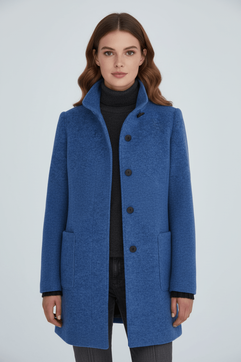 Classic Crew Neck Wool Blend Winter Coat