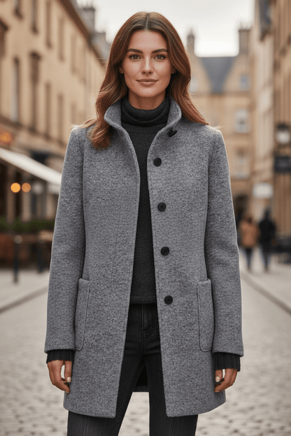 Women’s Long A Line Hooded Button Coat
