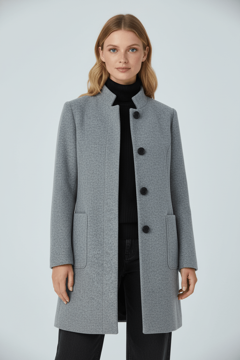 Classic Crew Neck Wool Blend Winter Coat - BritishElegance