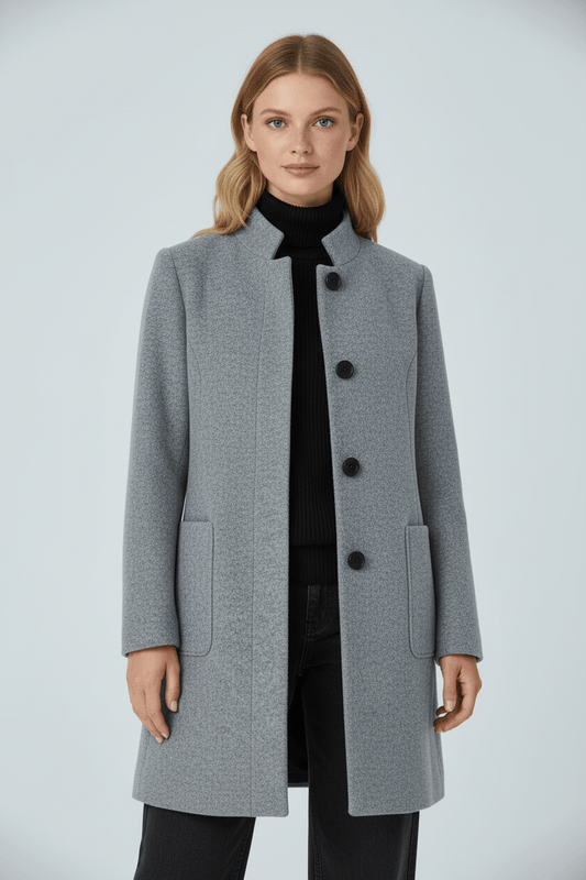 Classic Crew Neck Wool Blend Winter Coat - BritishElegance