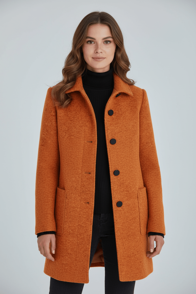 Classic Crew Neck Wool Blend Winter Coat