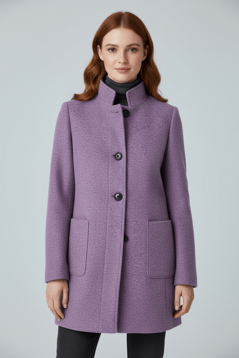 Classic Crew Neck Wool Blend Winter Coat