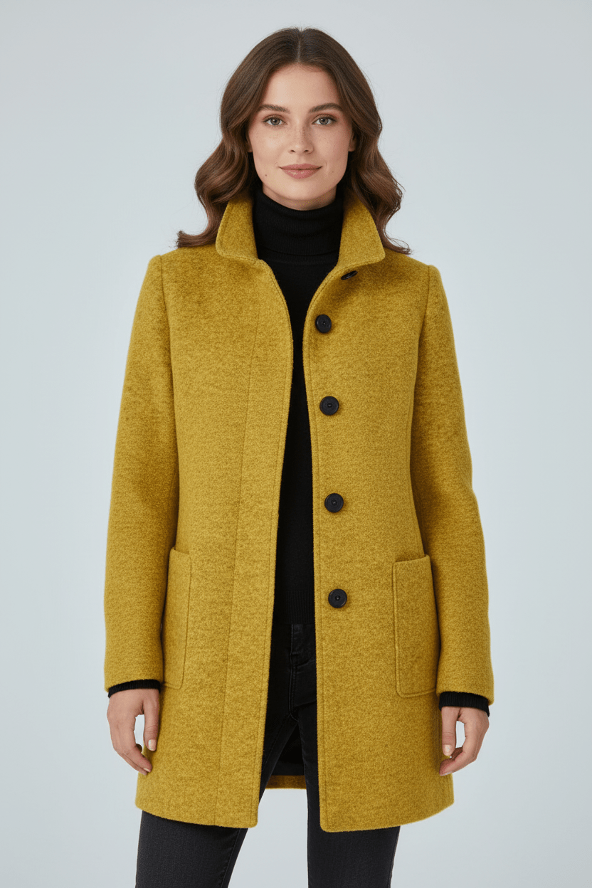 Classic Crew Neck Wool Blend Winter Coat