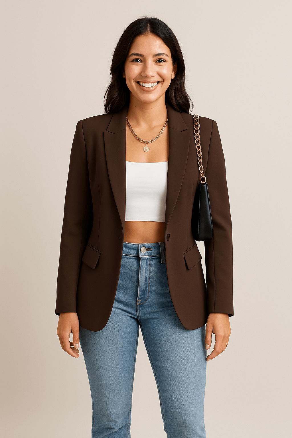 Slim Fit Women's Blazer - Classic One Button Jacket